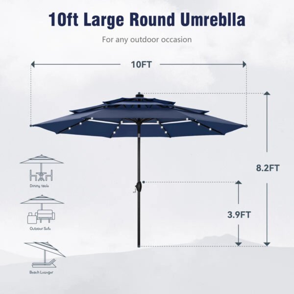 120'' Lighted Umbrella With Crank
